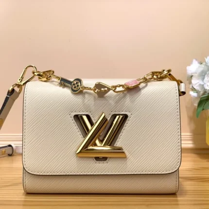 L Collection Twist MM White Luxury Handbag For women
